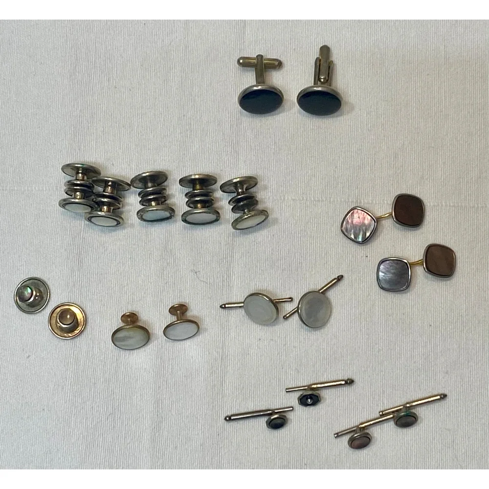 Lot Vintage Art Deco Snap Links Pull Apart Cufflinks Tie Tacks